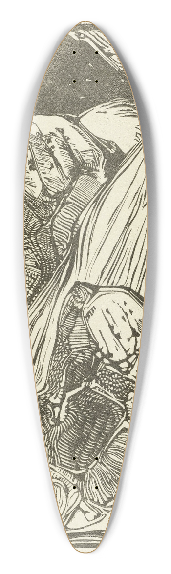 Bernard Willem Wierink - Koppen van een leeuw en een leeuwin 39.3 inch art pintail longboard deck