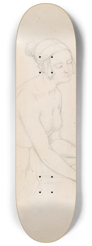 Adolph Tidemand - Female figure with a shell 8.25 inch art skate deck