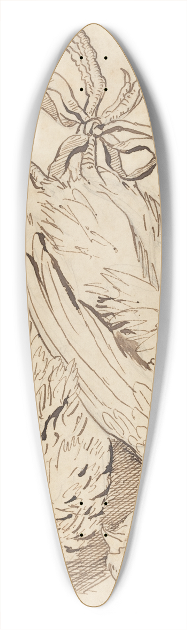 British 18th Century - Two Dead Chickens 39.3 inch art pintail longboard deck