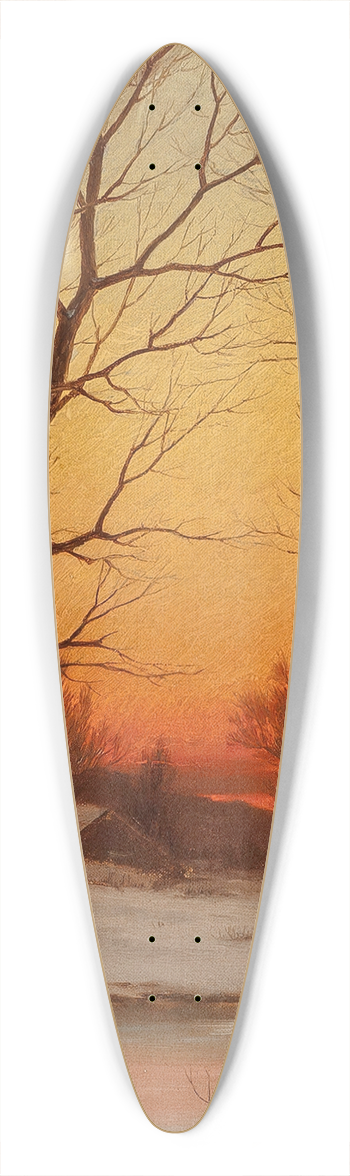 Bruce Crane - Sunset; Woods and Pond 39.3 inch art pintail longboard deck