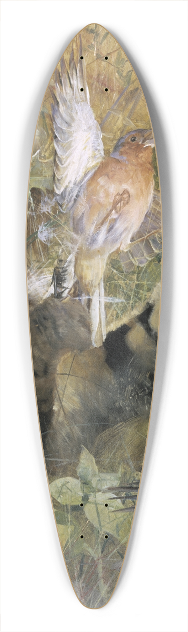 Bruno Liljefors - A Cat and a Chaffinch 39.3 inch art pintail longboard deck