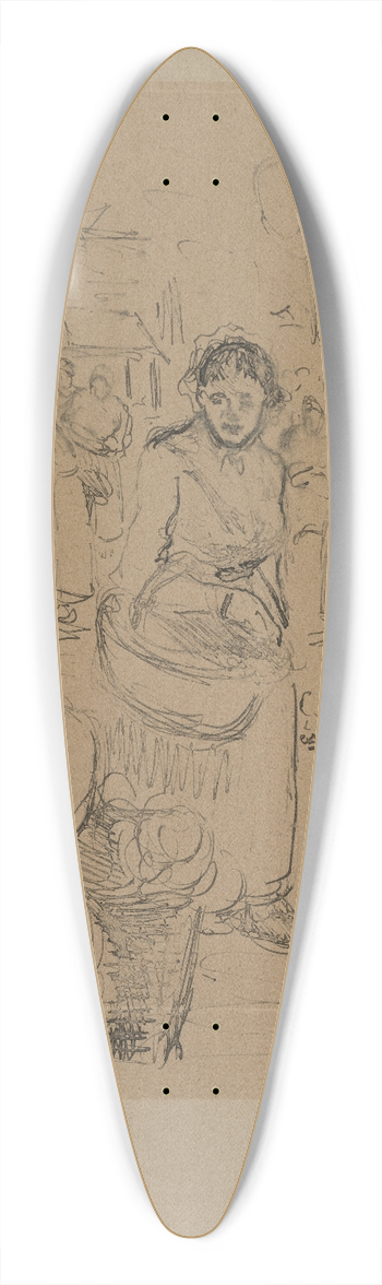 Camille Pissarro - At the Market 39.3 inch art pintail longboard deck