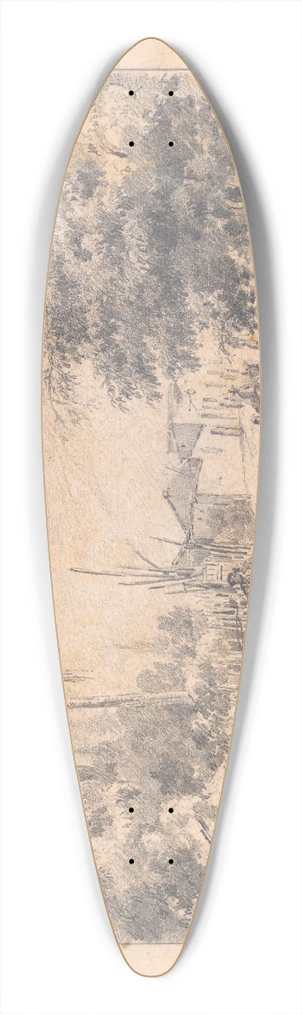 Camille Pissarro - En landsbygade, Venezuela Caracas 1853 39.3 inch art pintail longboard deck