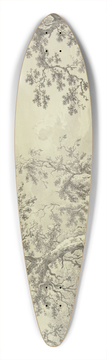 Carel Lodewijk Hansen - Fahrweg am Ausgang eines Waldes, vorne ein ruhender Wanderer mit einem Bndel, am Horizont eine Stadt 39.3 inch art pintail longboard deck