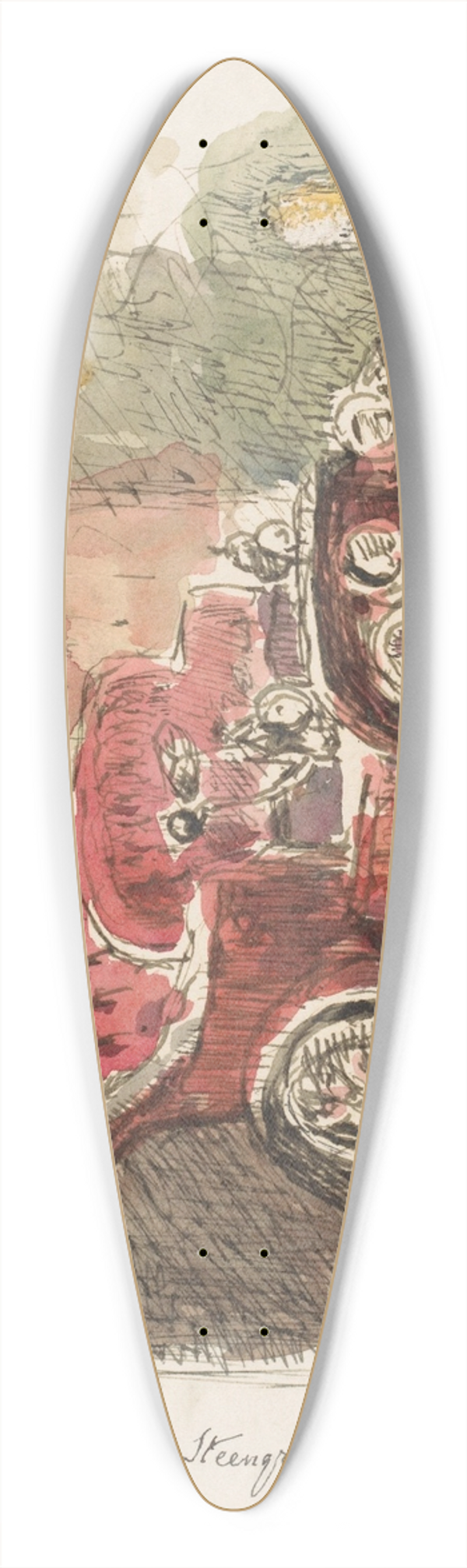 Carel Nicolaas Storm van 's-Gravesande - De automobile van Steengracht-Moyland in het Prinzenhof te Cleve 39.3 inch art pintail longboard deck
