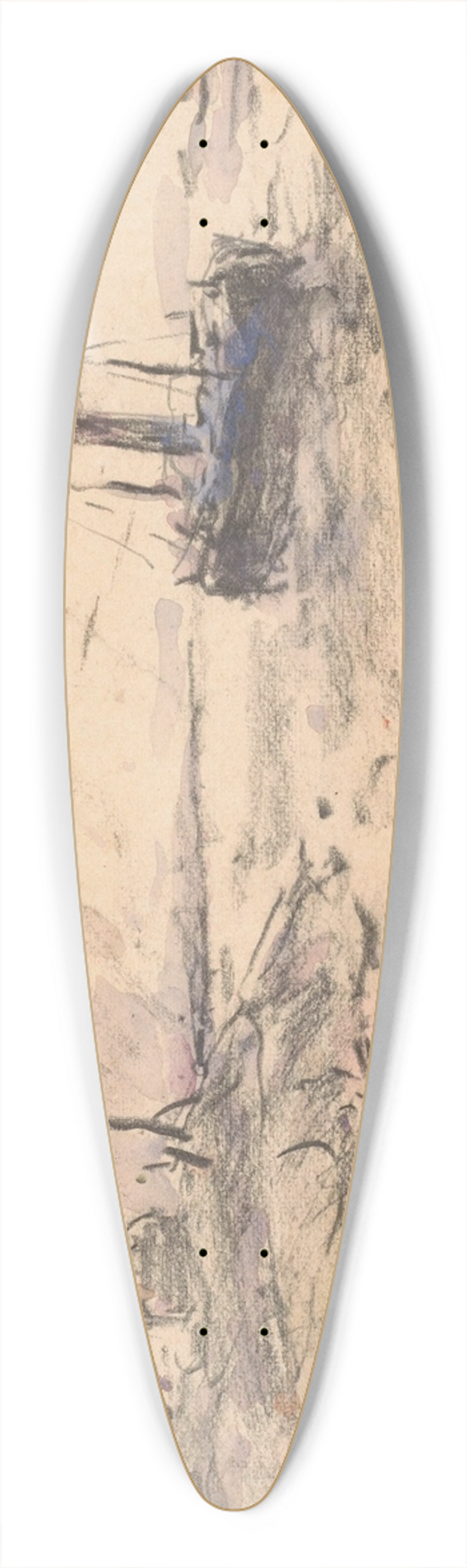 Carel Nicolaas Storm van 's-Gravesande - Gezicht op de kust van IJmuiden met vuurtoren en schip 39.3 inch art pintail longboard deck