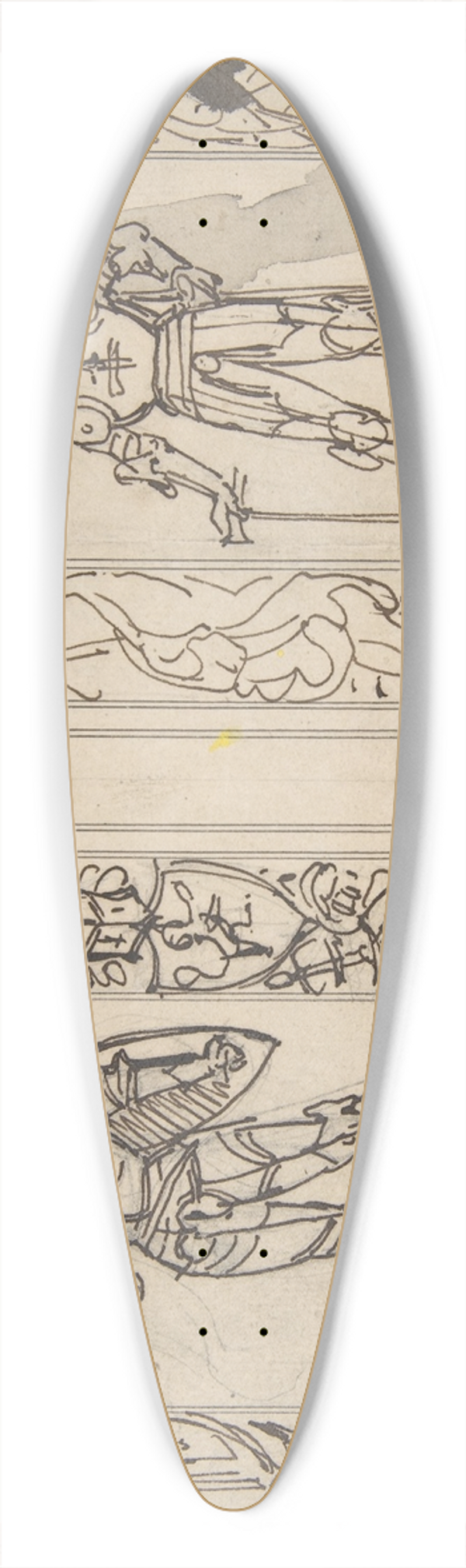 Carl Alexander von Heideloff - Study for Two Book Illustrations 39.3 inch art pintail longboard deck
