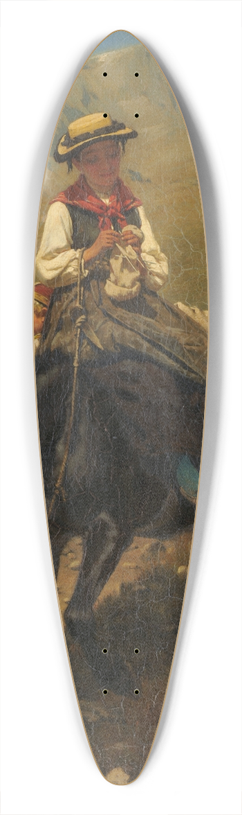 Carl Diethelm Meyer - Woman of the Valais with Two Children on a Mule 39.3 inch art pintail longboard deck