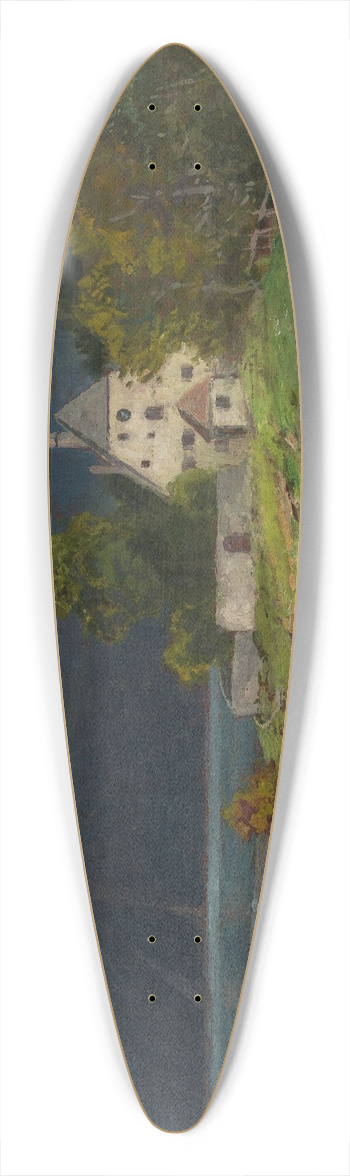 Carl Ernst Morgenstern - Landscape with a lake in the mountains 39.3 inch art pintail longboard deck