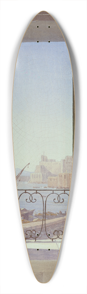 Carl Gustav Carus - Balcony Room with a View of the Bay of Naples (via Santa Lucia and the Castel dellOvo) 39.3 inch art pintail longboard deck