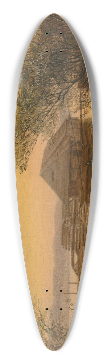 Carl Gustav Carus - Ship mill on the Elbe near Dresden 39.3 inch art pintail longboard deck