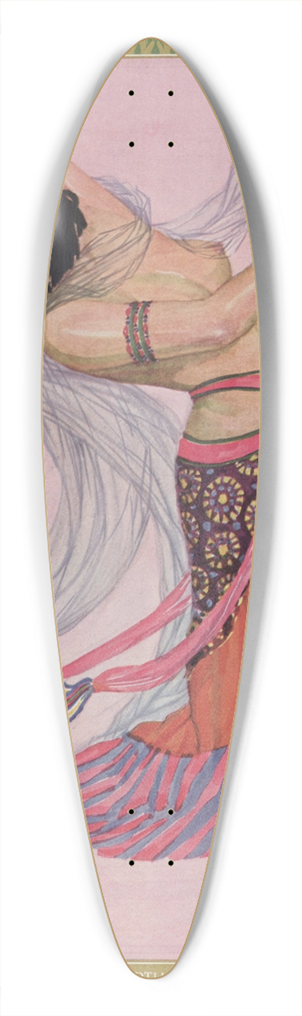 Carl Link - An Egyptian Houri 39.3 inch art pintail longboard deck