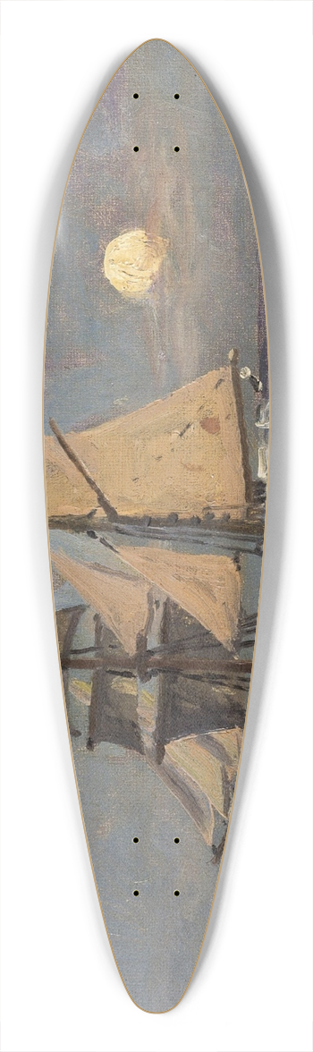 Carl Locher - Night atmosphere at see. Full moon 39.3 inch art pintail longboard deck