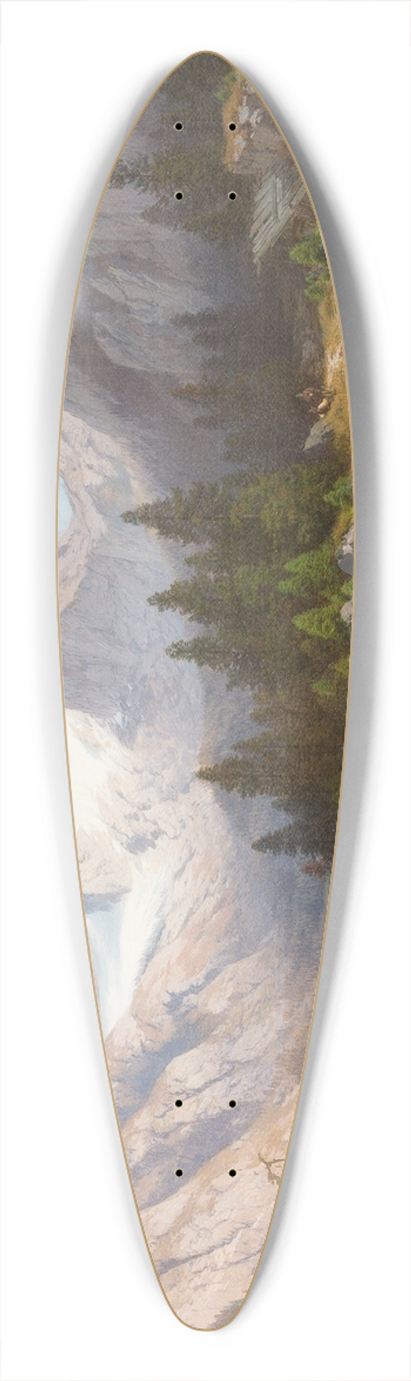 Carl Millner - View on mount Zugspitze and lake Eibsee 39.3 inch art pintail longboard deck