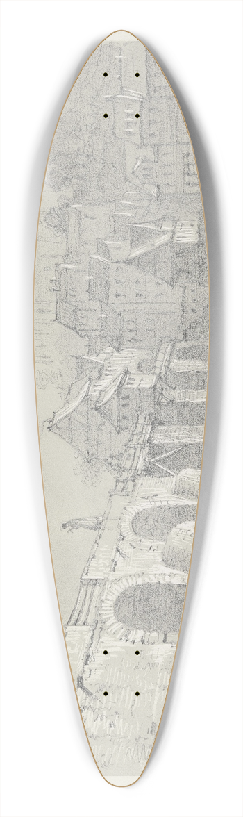 Carl Morgenstern - Stdtchen mit Schlo, an einem Flu gelegen 39.3 inch art pintail longboard deck