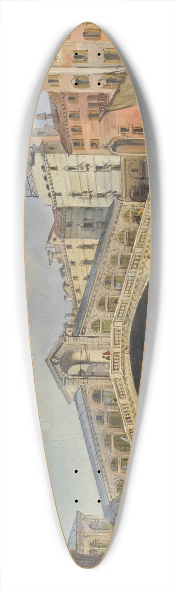 Carlo Grubacs - Venice, A View Of The Rialto Bridge From The South 39.3 inch art pintail longboard deck