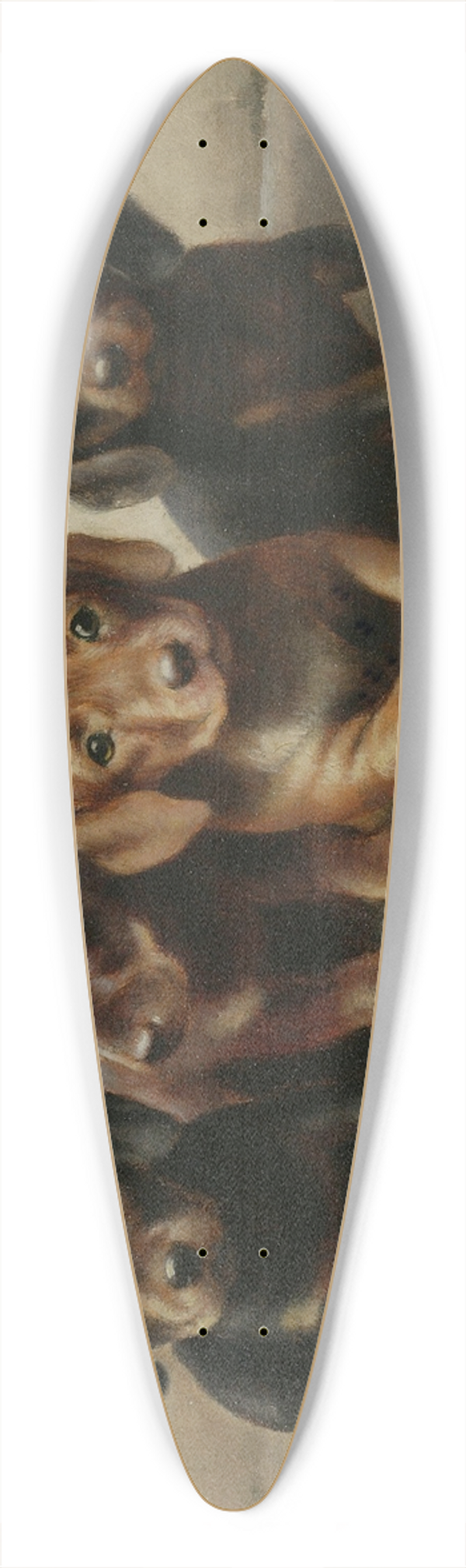 Carl Reichert - Four Dachshund puppies 39.3 inch art pintail longboard deck