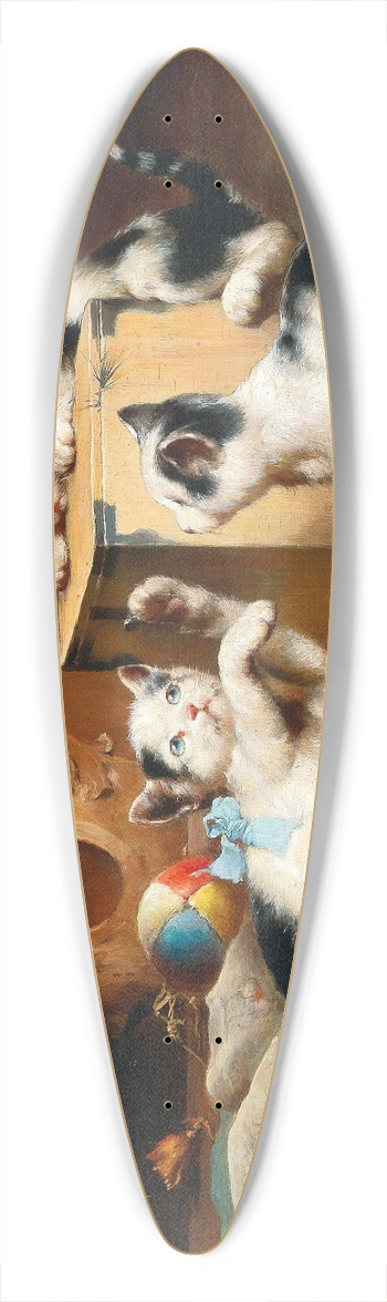 Carl Reichert - Playful kittens 39.3 inch art pintail longboard deck
