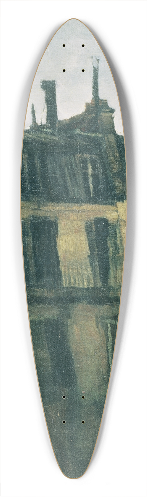 Carl Schuch - Pariser Huser 39.3 inch art pintail longboard deck