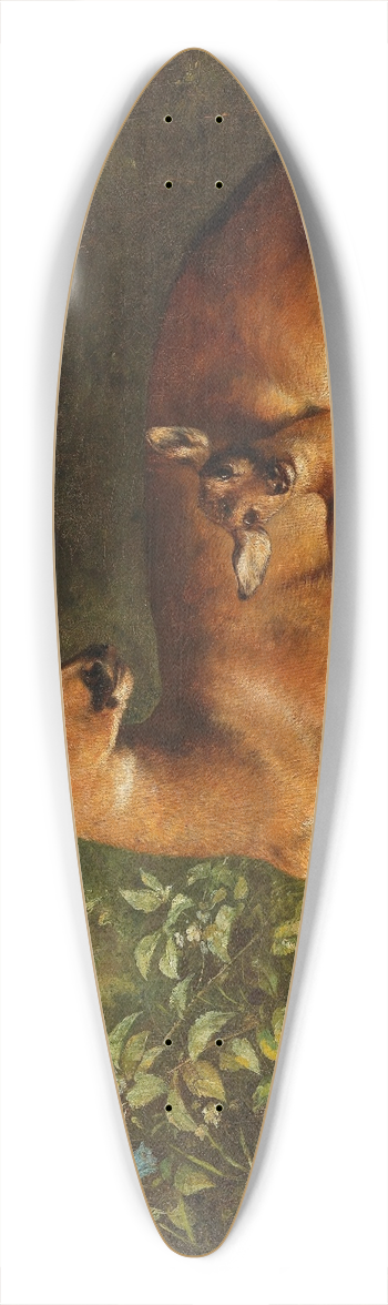 Carl Schweninger, Jr - A Doe with Fawn 39.3 inch art pintail longboard deck
