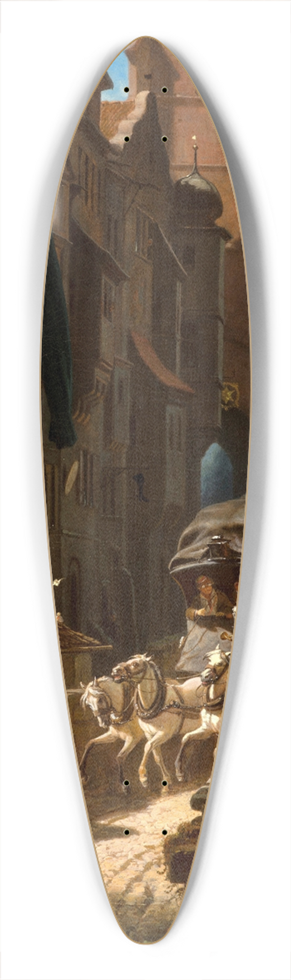 Carl Spitzweg - The arrival of the stagecoach 39.3 inch art pintail longboard deck