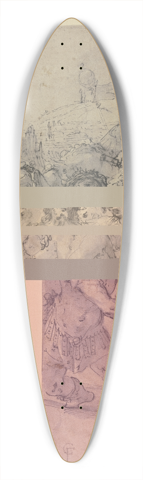 Caspar Fraisinger - Divestment of Christ 39.3 inch art pintail longboard deck