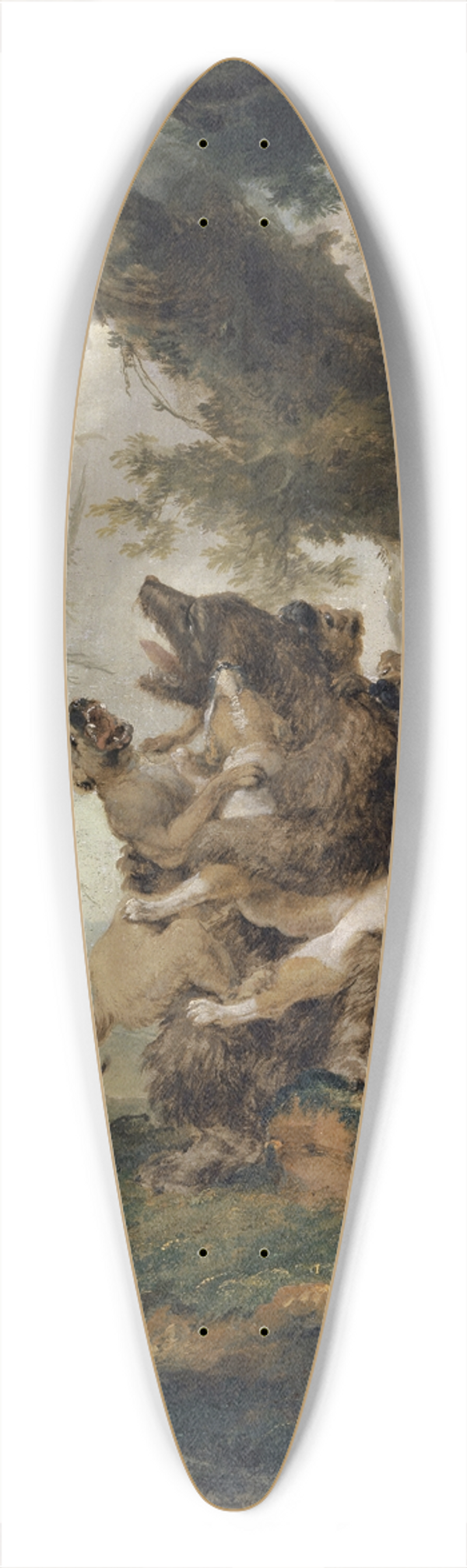 Caspar Wolf - Bear, Attacked by a Pack of Hounds 39.3 inch art pintail longboard deck