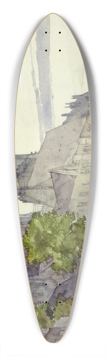 Cass Gilbert - Laon Cathedral, France 39.3 inch art pintail longboard deck