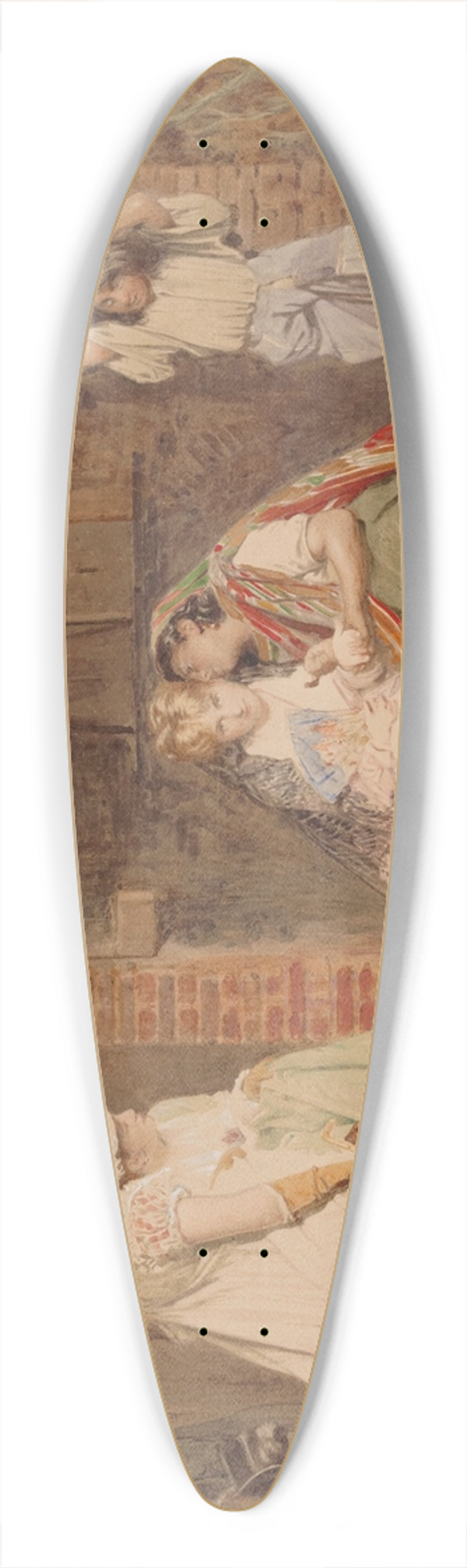 Charles Baugniet - The Card Reader 39.3 inch art pintail longboard deck