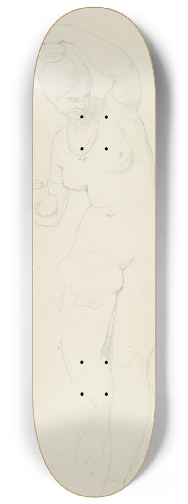 Bonaventura Genelli - Tnzerin als Aktfigur mit Kastagnetten und Halskette 8.25 inch art skate deck