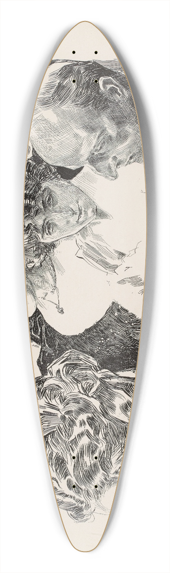 Charles Dana Gibson - A First Night 39.3 inch art pintail longboard deck
