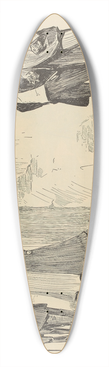 Charles Dana Gibson - In village near Paris 39.3 inch art pintail longboard deck