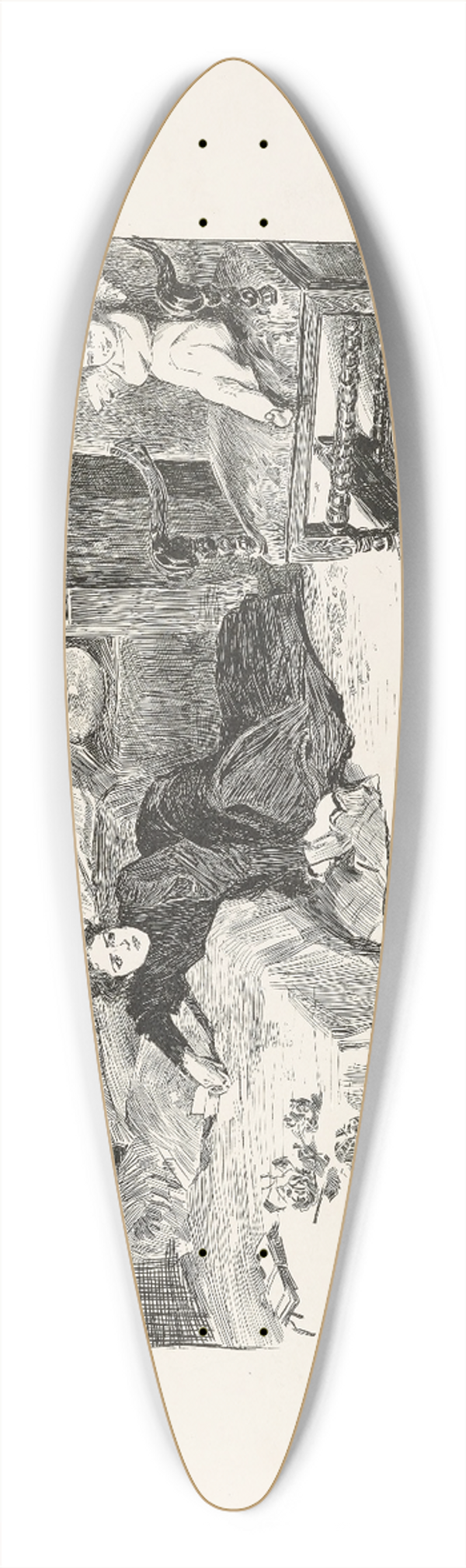 Charles Dana Gibson - No respecter of a widows grief 39.3 inch art pintail longboard deck