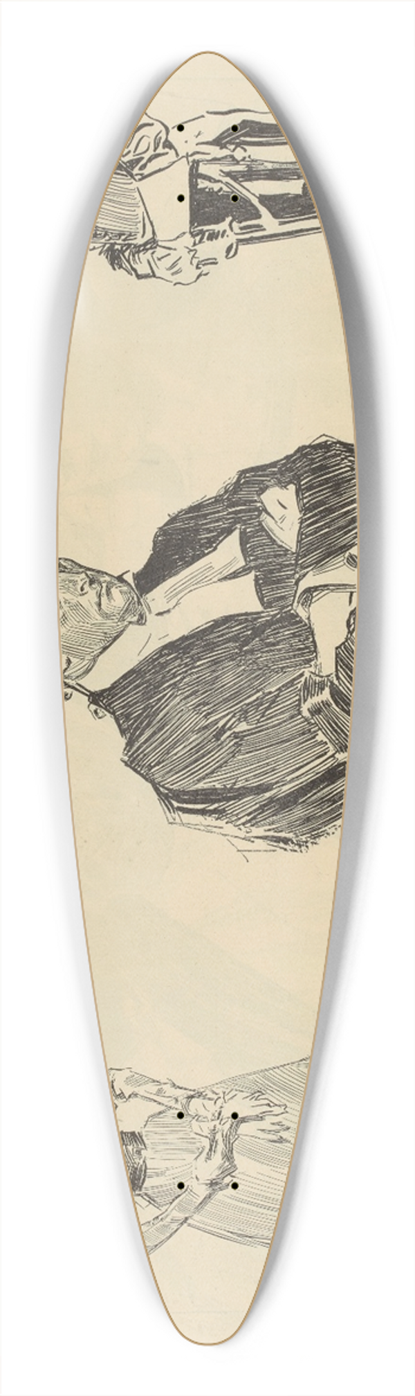 Charles Dana Gibson - Small Wigs and Big Fees 39.3 inch art pintail longboard deck