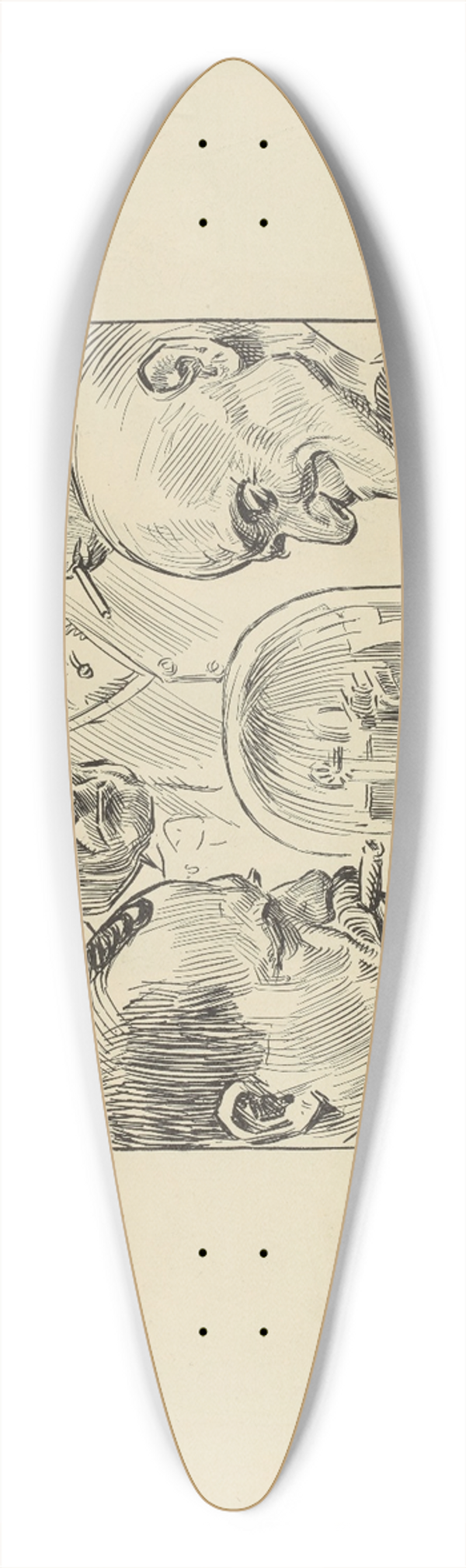 Charles Dana Gibson - Some ticker faces 39.3 inch art pintail longboard deck