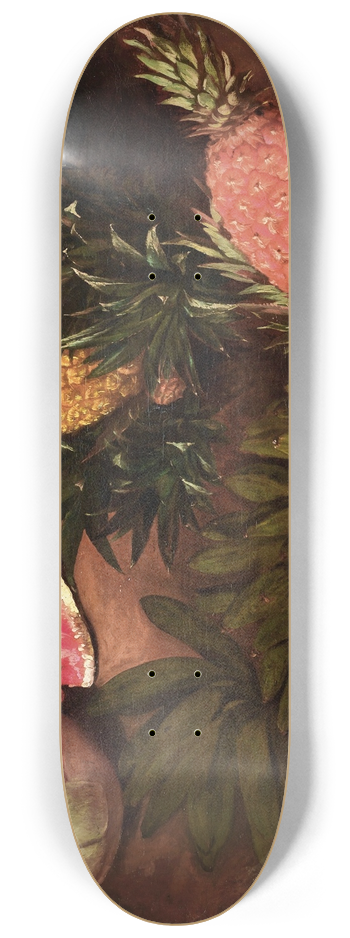 Brazilian School - Still Life With Bananas, Passion Fruit, Pineapple, Brazilian Pineapple, Jenipapo Fruit, And A Point-Tailed Palmcreeper 8.25 inch art skate deck