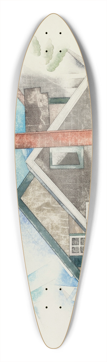 Charles Demuth - Houses 39.3 inch art pintail longboard deck