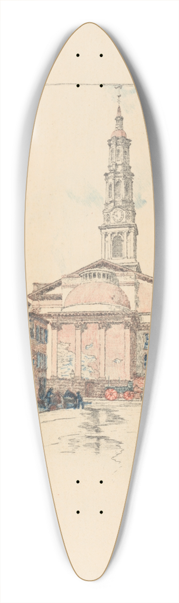 Charles Frederick William Mielatz - St. Johns Chapel 39.3 inch art pintail longboard deck
