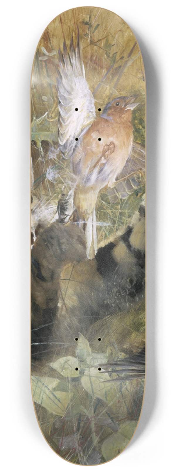 Bruno Liljefors - A Cat and a Chaffinch 8.25 inch art skate deck