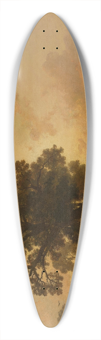 Charles Hoguet - Riverside landscape at sunset 39.3 inch art pintail longboard deck