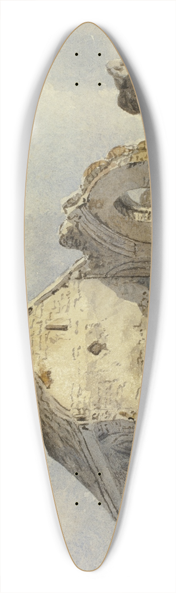 Charles John Hills - Chapel Ruins 39.3 inch art pintail longboard deck