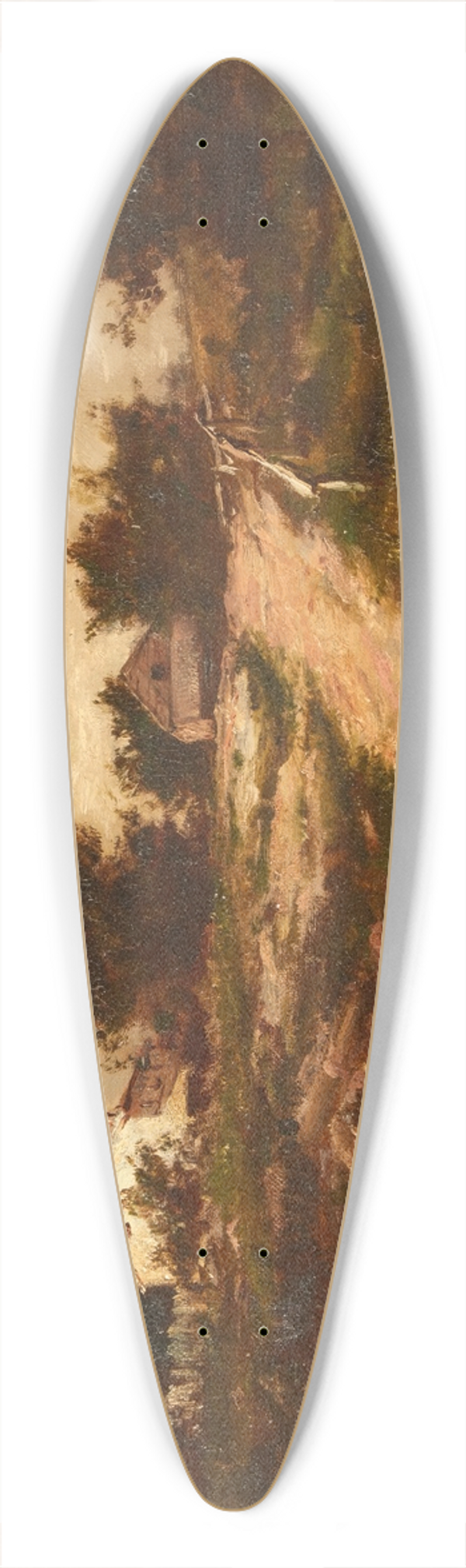 Charles Linford - Farmhouse on a Hill 39.3 inch art pintail longboard deck