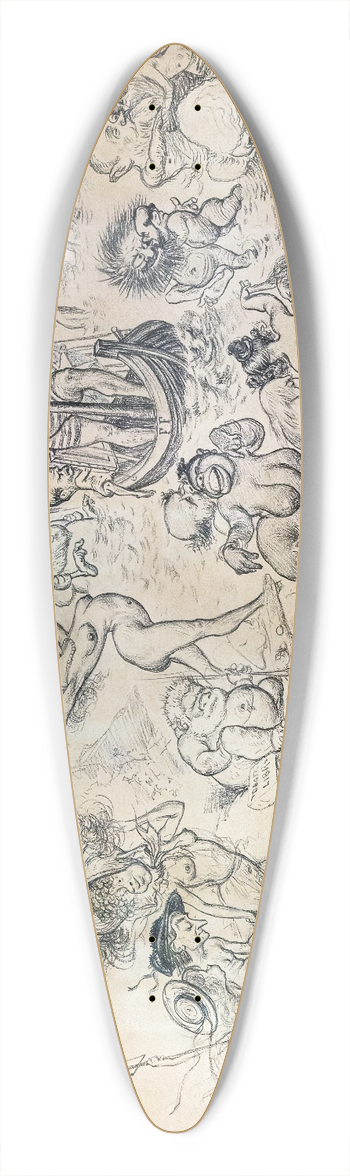 Charles-Lucien Landre - A leau! A leau! 39.3 inch art pintail longboard deck