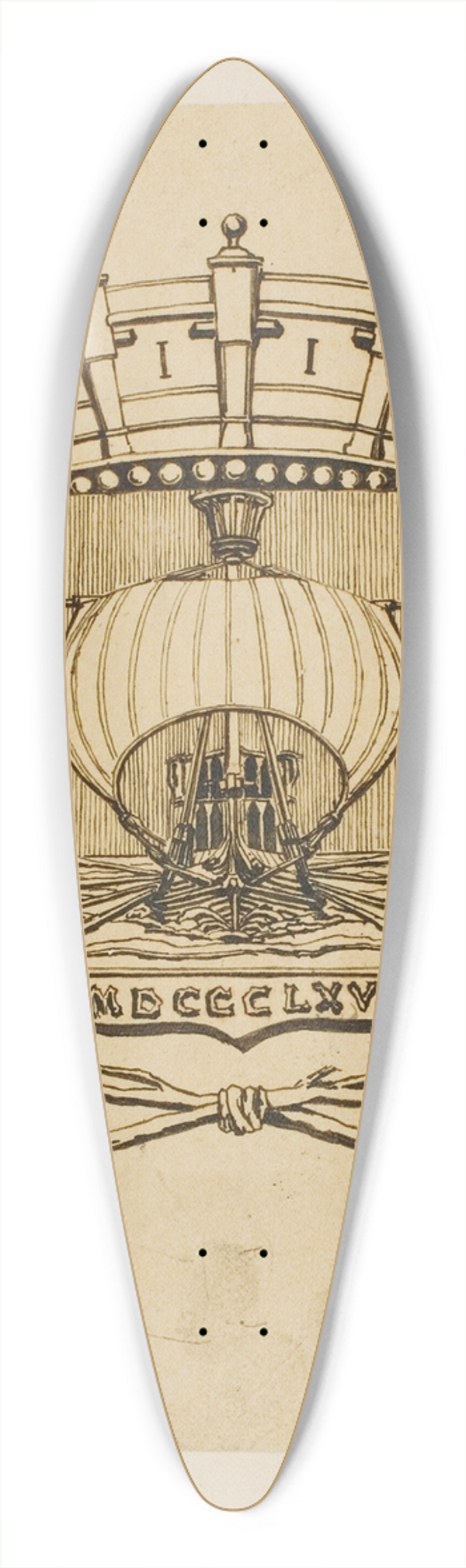 Charles Meryon - It Rocks but is Not Sunk 39.3 inch art pintail longboard deck