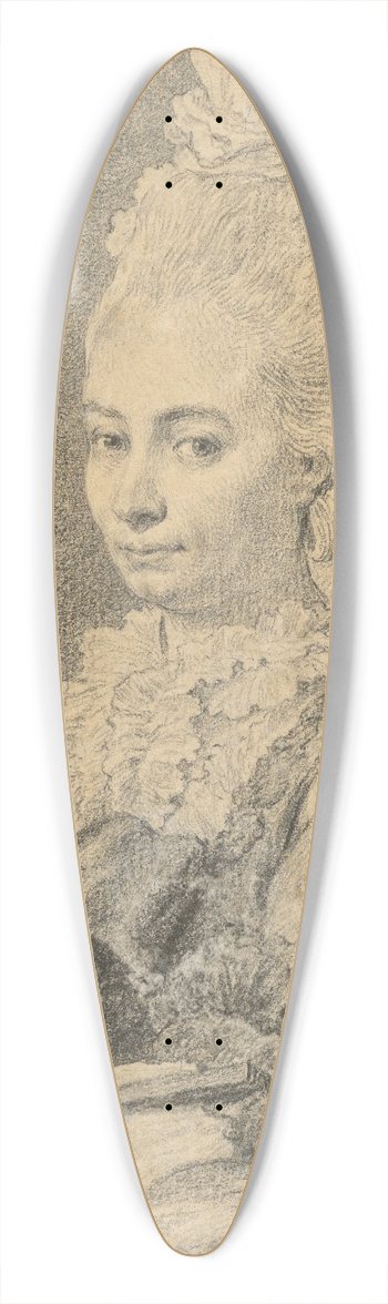 Charles Nicolas Cochin II - Portrait of a Young Woman Holding a Fan 39.3 inch art pintail longboard deck