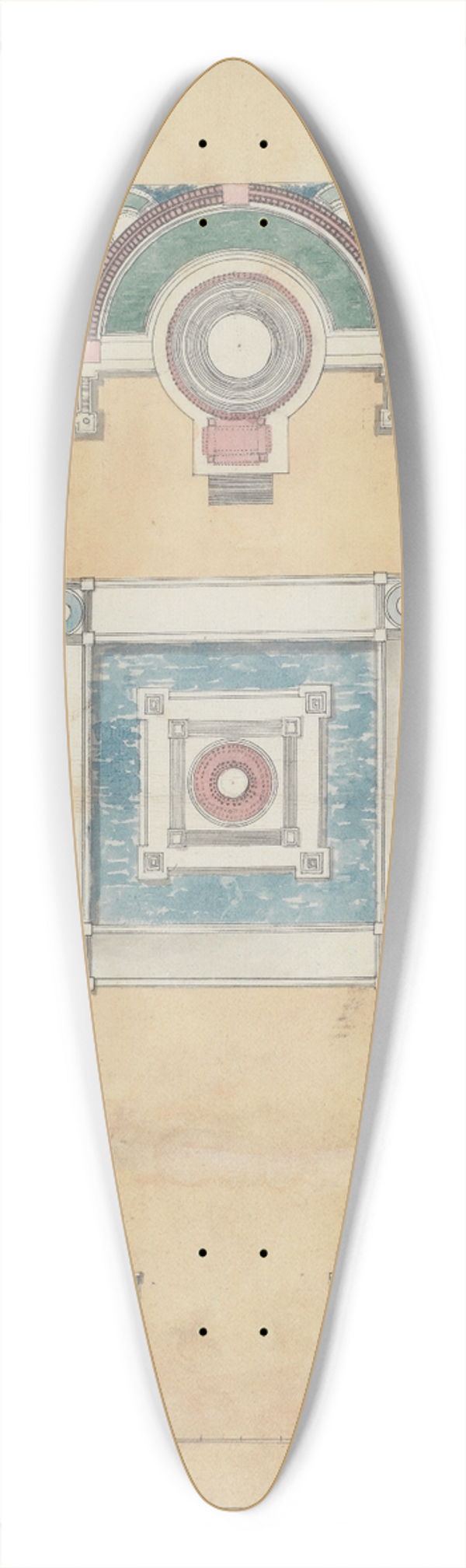 Charles Percier - Plan for a Menagerie 39.3 inch art pintail longboard deck