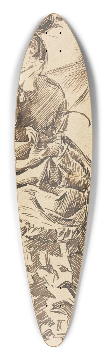 Charles Samuel Keene - Study for Mind and Matter 39.3 inch art pintail longboard deck