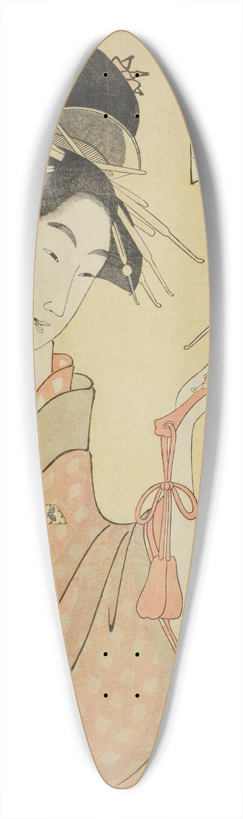 Chbunsai Eishi - Beauties of the Pleasure Quarters (Seiro bijin awase); Kisegawa of the Matsubaya with Attendants Onami and Menami 39.3 inch art pintail longboard deck