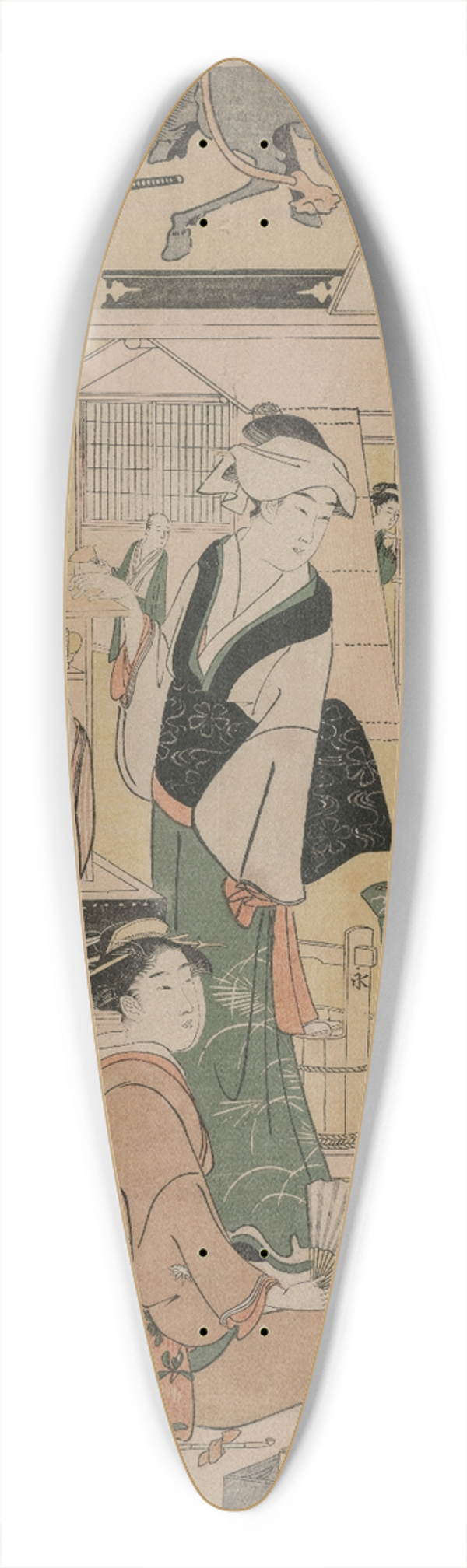 Chbunsai Eishi - Women Visiting a Tea Stall on the Precincts of a Temple 39.3 inch art pintail longboard deck