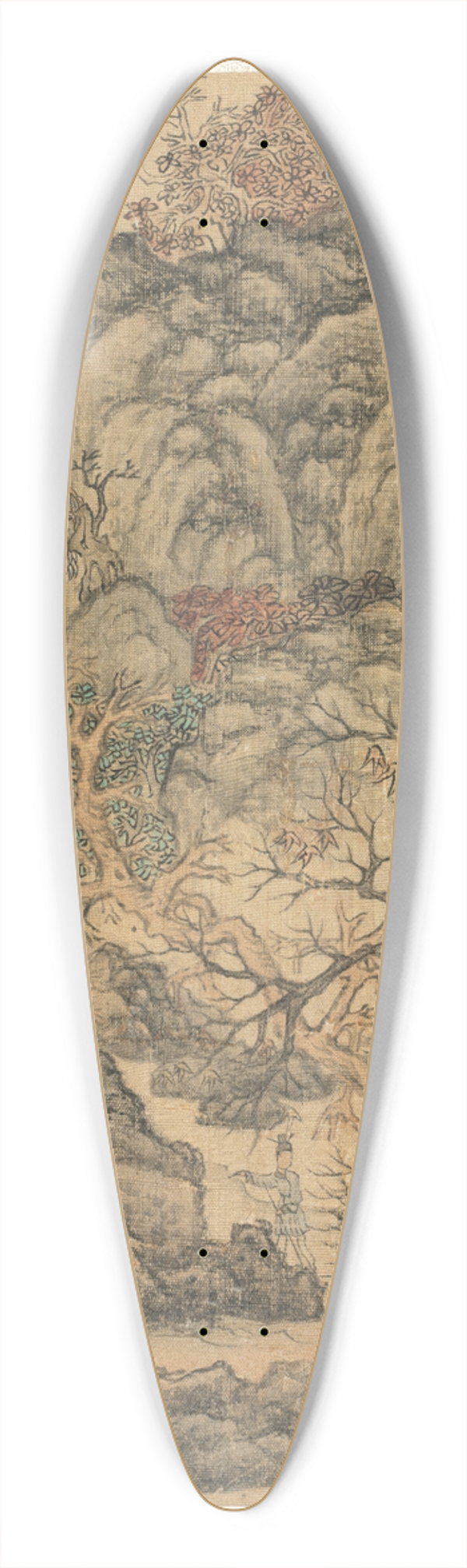 Chen Hongshou - Travelers in an Autumn Landscape 39.3 inch art pintail longboard deck